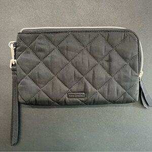 Vera Bradley Black Quilted Wristlet with Silver Accents
